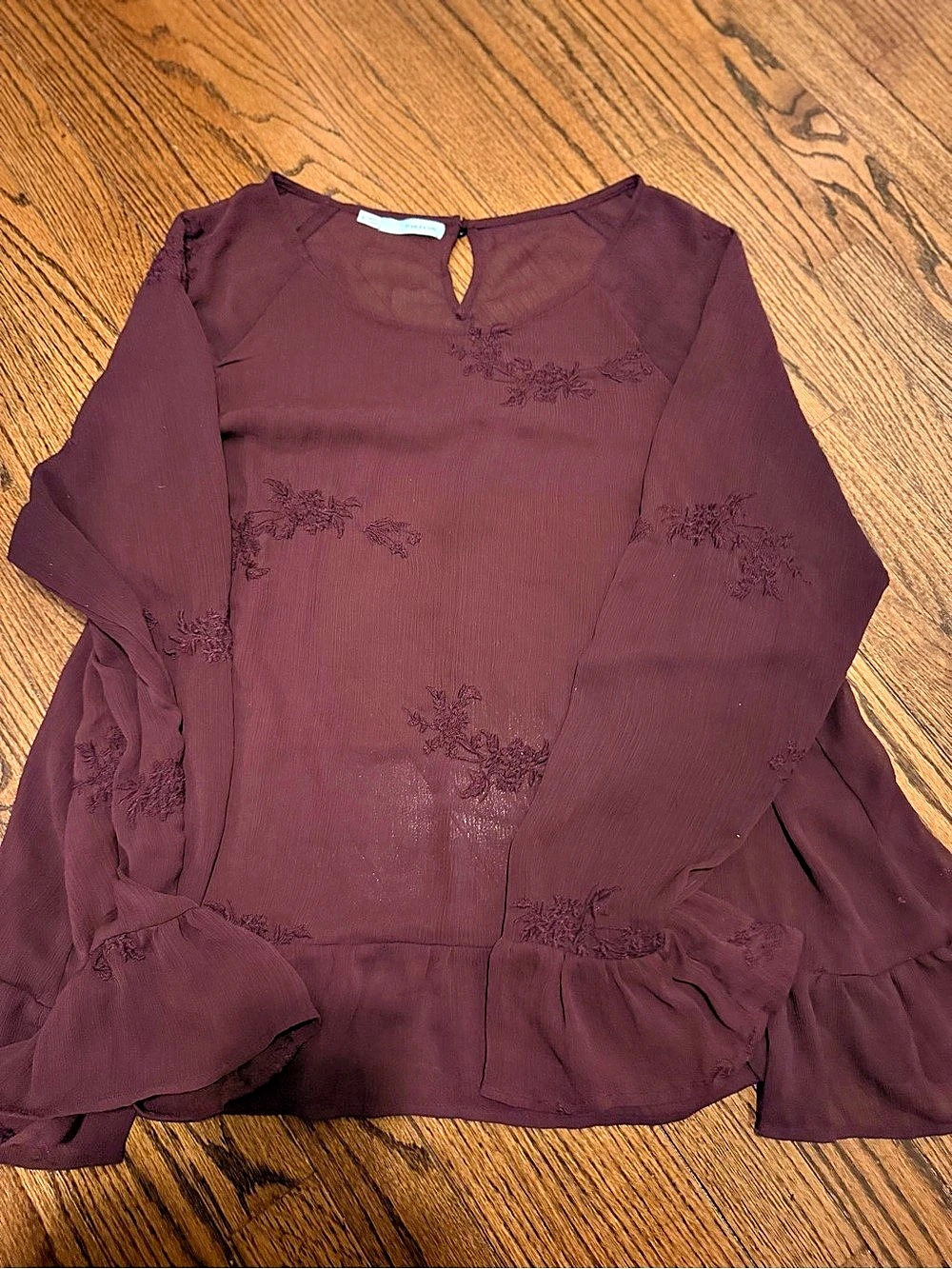 Maurices Floral Blouse in Burgundy XL